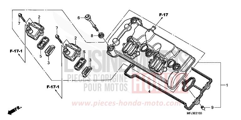 COUVERCLE DE CULASSE de CBR600RR ABS GRAPHITE BLACK (NHB01KB) de 2009